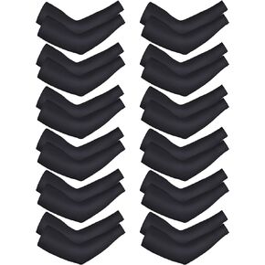 12 Pairs Unisex UV Protection Sleeves Long Arm Sleeves Cooling Sleeves Arm Cover Sleeves (Black, Knitted Fabric)