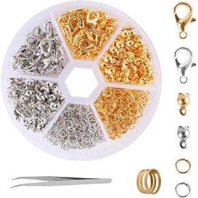 462 Pcs Lobster Claw Clasps for Jewelry Making Kit,Lobster Clasp Set with Open Jump Rings Connectors,Bracelet Making Kit for Jewellery DIY Craft with Jump Ring Opener and Tweezer