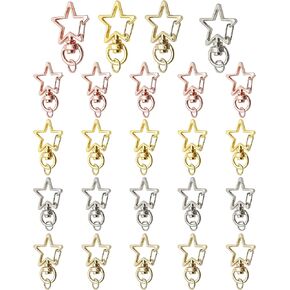 20 Pcs Star Shape Keychain, Metal Hanging Buckle, Spring Snap Hook with Key Rings, DIY Key Ring, DIY Key Chains Accessories for Bag, Jeans, Jewelry Making, 4 Colors