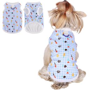 Dog Shirts for Small Dogs Girl Boy Plaid Dog Tee Shirt Vest Spring Summer Sleeveless Dog Shirt Dog Clothes Outfits for Chihuahua Yorkie, Blue