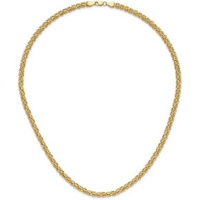 14k Yellow Gold Polished Fancy Byzantine Link Necklace for Women