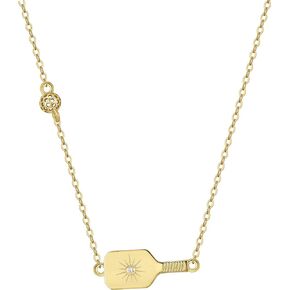 Picklebelle Dainty Dinker Starburst Gold Pendant with Gold Chain - 18k Gold Necklace for Women | Gift for Pickleball Lovers