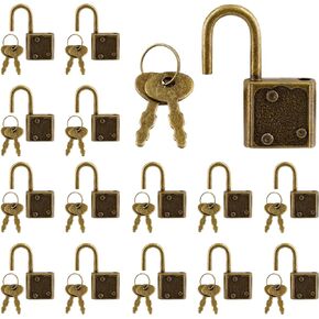 Piutouyar Mini Lock with Key, Small Luggage Lock, Little Padlock, Diary Lock, Bronze Lock, Vintage Lock, Antique Padlock for Suitcase, Schoolbag (15Pcs)