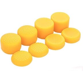 8 Pcs Anti-Slip Rubber Button Joystick Thumb Grip Stick Cap Cover Case Skid Heighten for Playstation 4 PS4 PS3 PS2 Xbox One Xbox 360 (Yellow)