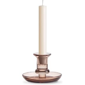 Torre & Tagus Delia Smoke Glass Candle Holder for Candlestick with Drip Tray, 3 Inch Tall Taper Candle Holder for Standard Candle Sticks, Vintage Home Decor Dinner Tablescape Wedding Centerpiece