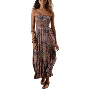 LASCANA Women's Smocked Convertible Maxi Dress Sundress Summer