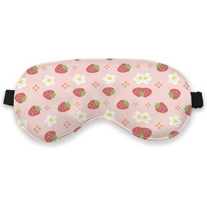 Summer Pink Watercolor Strawberry Eye Mask for Women Best Friend Coworker Sister BFF Bride, Mothers Day Silk Eye Mask for Sleeping, Gift for Baby Girl Adjustable Straps Soft Sleep Mask in Kuwait