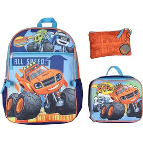 Bioworld Blaze and the Monster Machines Backpack Set Lunch Box Pencil Case Key Chain Metal Carabiner