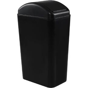 Cand 14 L Small Plastic Trash Can, Slim Swing Lid Trash Bins(Black)