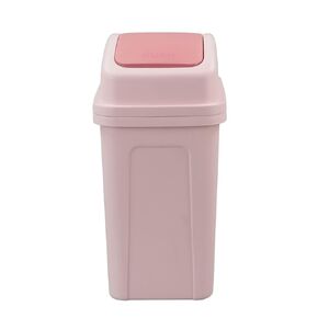 Plastic Small Trash Can, Garbage Can with Swing-top Lid, Mini Desktop Trash Can for Countertop, Desktop, Pink