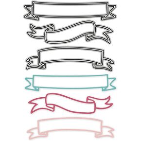 3 Pcs Banners Tag Label Ribbon Metal Die Cuts, Lace Bow Tag Lable Cutting Dies, DIY Scrapbooking Artist Metal Cutting Dies Stencils DIY Album Decorative Embossing Paper Dies Card Making