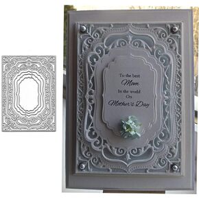 Suds&WH Laced Rectangle Frame Metal Die Cuts, Flower Border Square Frames Layering Label Card Cutting Dies Cut Stencils for DIY Embossing Photo Decorative Paper Scrapbooking Making1, Silver (Suds&WH)