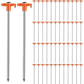 50 Pack Tent Stakes Heavy Duty 10 Inch Camping Stakes Yard Stakes Metal Tent Pegs for Ground Stakes Tent Spikes for Camping Garden Yard (Green)