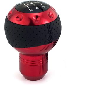 5 Speed Gear Shifter Knob, Leather Covered Aluminum Manual Car Stick Shift Handle Fit Most MT Transmissions, Black