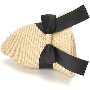 Womens and Girls Big Bowknot Straw Hat Large Floppy Foldable Roll up Beach Cap Sun Hat