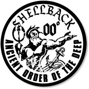Round White Shellback Ancient Order Sticker (Logo Navy Naval pollywogs Neptune 00 Degrees (3 inch) USN Licensed
