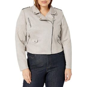 City Chic Women's Suede Jacket with Asymetric Zip Detail in Saudi Arabia
