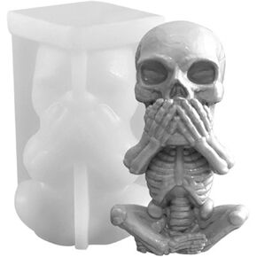 3D Skull Silicone Candle Mold, Skeleton Epoxy Resin Casting Mold,Silicone Soap Molds Chocolate Candy Cake Decor Plaster Clay Mould (Not Speak) in Kuwait