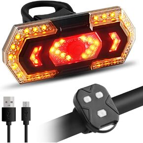 Bike Rear Tail Light, KaiDengZhe Bike Indicator Lights 5 Light Mode Bicycle Taillight Waterproof LED Safety Warning Strobe Light USB Rechargeable Wireless Turn Signal Tail Light with Remote Control