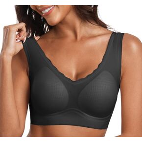 OEAK Womens Comfortable Bras Wireless Full Coverage Bra V Neck Seamless Bralettes Everyday Pull Over Bras No Wire T-Shirt Bra