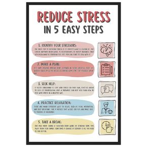 Mental Health Poster for Classroom - 11x17 Mental Health Wall Art for Kids, Calming Corner Poster, School Counseling Office Decor, Reduce Stress in 5 Easy Steps - Unframed Print