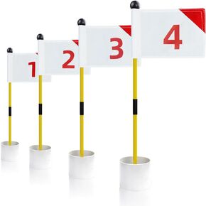 KOFULL Golf Putting Green Flag and Hole Cup for Yard Practice Set, Golf Flag Hole Cup Set, Portable 2-Section Fiberglass Golf Pin Flagstick, Gifts for Golfer