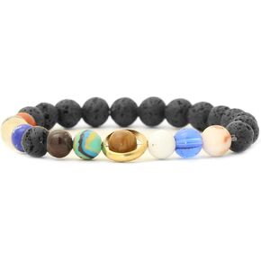 Fashion Galaxy Planet Saturn Lava Rock Stone Bracelet