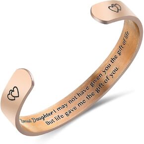 Sunflower Jewellery Daughter Mother Gift Bracelets Wide Cuff Bangle Inspirational Bracelets for Women Mom Personalized Message Engraved Cuff To My Daughter I Am So Proud of You