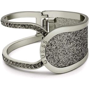 GUESS Silvertone Half Open Hinge Cuff Bracelet for Women