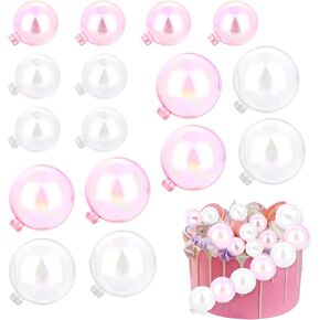 16 Pieces Balls Cake Toppers, Mini Bubble Balls Cake Topper Diy Cupcake Cake Pearl Insert Mini Balloon Cupcake DIY Decoration for Wedding Anniversary Graduation Birthday Cake Party Decorations in Kuwait
