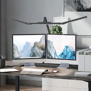 Led Desk Lamp for Home Office, Ultra Bright Touch-Dimming Architect Table Lamp with Clamp, 24W Adjustable Foldable Three Swing Arm Eyecare Led Desk Light with Infrared Sensor-Black
