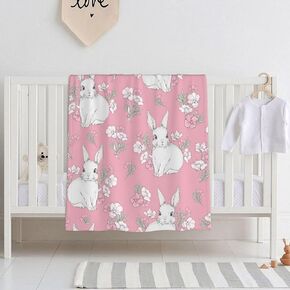 Cute Cartoon Giraffe Rabbit Baby Blanket for Girls Boys, Soft Plush Giraffe Throw Blanket for Baby Girl Boy, Toddler Newborn Giraffe Nursery Bed Blanket Stroller Crib Shower Gifts 30x40 Inches