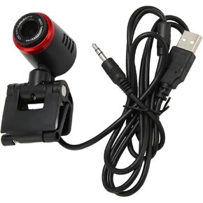 USB Camera, 360° USB Camera, USB2.0 16MP Webcam with MIC and Optical Lens, for Laptops and Desktop Computers, for Skype/MSN