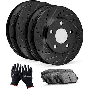 R1 Concepts Front Rear Brakes and Rotors Kit |Front Rear Brake Pads| Brake Rotors and Pads| Ceramic Brake Pads and Rotors |fits 2013-2014 Ford Focus