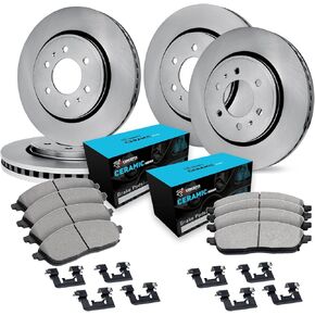 R1 Concepts Front Rear Brakes and Rotors Kit |Front Rear Brake Pads| Brake Rotors and Pads| Ceramic Brake Pads and Rotors |Hardware Kit WFWH2-48032