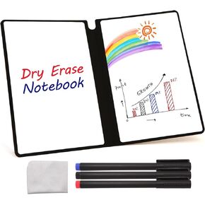 Portable Small WhiteBoard, 9.5" x 7" Mini Magnetic Dry Erase Board, Erasable Notebook with 3 Color Marker Pens & 1 Eraser for Clear (Light Blue)