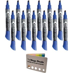 Quartet Dry Erase Markers, Whiteboard Markers, Chisel Tip, EnduraGlide, BOLD COLOR, Blue, 12 Pack | 5 Color Flags