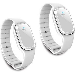 Ultrasonic Mosquito Repellent Bracelet Watch, USB Rechargeable Anti Mosquito Repeller Wristband Suitable for Adults and Kids - Mosquito Insect Repellent Band (2 Pack, White) (M1)