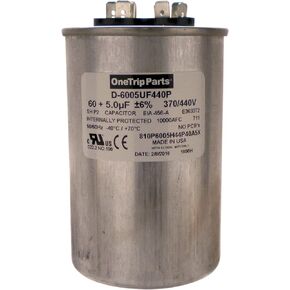 USA Run Capacitor 60+5 UF 60/5 MFD 370 VAC / 440 VAC 2-1/2 Inch Round Heavy Duty