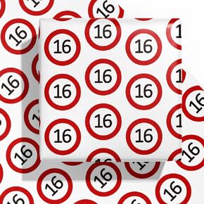 WRAPAHOLIC Wrapping Paper Sheet - 6 Sheets 18th Red Circle Design Folded Flat for Birthday, Party, Baby Showers - 19.7 Inch X 27.5 Inch Per Sheet