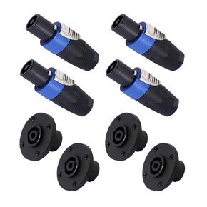 ITSROXUS Upgraded Audio Speaker Plug Kit, 4 Pole Twist Lock Speaker Plug Female Panel Mount Compatible with Neutrik Speakon NL4FC, NL4FX, NLT4X, NL2FC