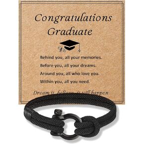 Graduation Gifts for Him 2024 Graduation Bracelets High School College Graduation Gifts for Men Leather Bracelet Class Of 2024 Gift for Son Brother Friends Classmates