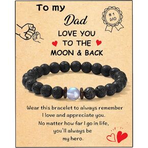 Father's Day Gifts, Dad Birthday Gifts from Daughter Son, Handmade Men Beaded Bracelet Gifts for Dad, Natural Stone Bracelet for Valentines Day Christmas Stocking Stuffers Gift Ideas