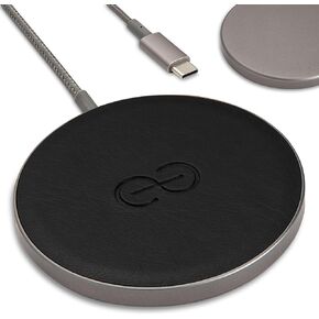 Dreem Empower Magnetic Wireless Charger Pad – Compatible with MagSafe for iPhone 15/14/13/12 & Qi-Certified Devices – Premium Vegan Leather [Black]