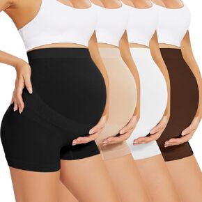 Womens Maternity Underwear Shapewear Over Bump, Pregnancy High Waisted Seamless Boy Shorts Panties for Belly Support