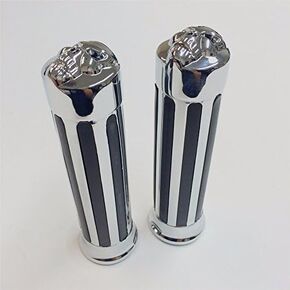 XKMT-Skull Zombie style Hand Grips 1" 25mm Handlebar Compatible With Harley XL 883 Hugger Sportster Cruiser Chrome Aftermarket Product [B013OIDSZS]