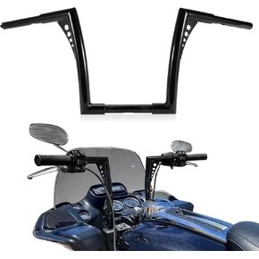 Ape Hangers Motorcycle Handlebar Rise- Ohhmoto 1-1/4" Diameter Sportster Handlebar Bar for XL 1200 883 Dyna Softail Touring Road Glide Road King Models(10" Black)