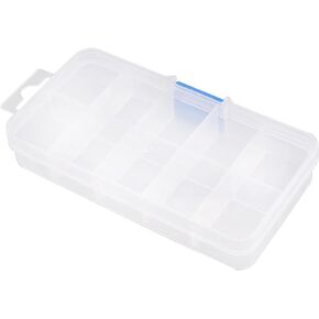 Yinpecly Component Storage Box 130x70x22mm Adjustable Divider 10 Grids Removable Compartment PP Organizer for Jewelry Beads Earring Container Tool Fishing Hook Small Accessories 1Pcs