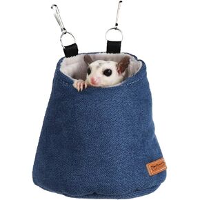 Sugar Glider Pouch for Cage, Sleeping Pouch Bag Warm Nest Bed for Sugar Glider Cage Accessories and Toys, Small Animals Cage Sleep Bag, Sack Swing Hanging Bed (Yellow)
