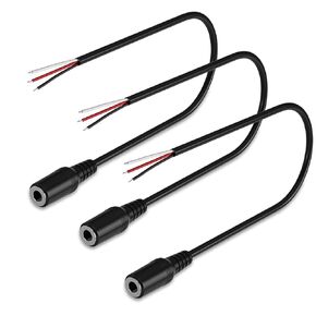 3-Pack Replacement 3.5mm Female Jack to Bare Wire Open End TRS 3 Pole Stereo 1/8" 3.5mm Jack Plug Connector 3.5mm Headphone Jack Aux Audio Cable for Headset Earphone Microphone Cable Repair 1FT